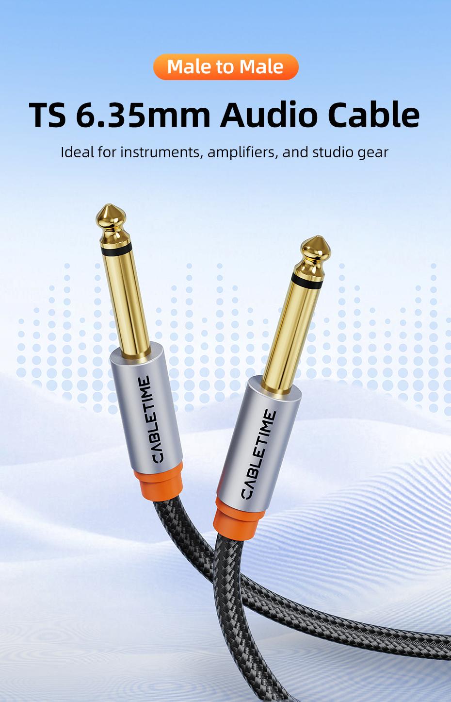 CABLETIME Kabel Aux TS 6.5mm Mono Audio Jack for Audio Equipment