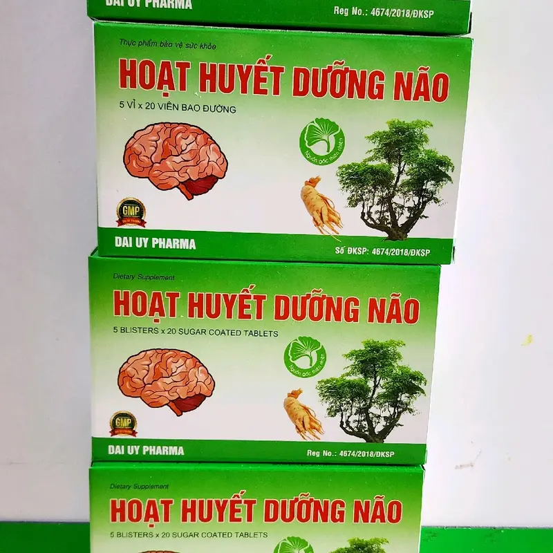 Combo 5 hộp hoạt huyết dùng cho người bị nhức đầu, hoa mắt, chóng mặt, mất ngủ - Hộp 5 vỉ 100 viên bao đường hoạt  huyết  dưỡng  não 2
