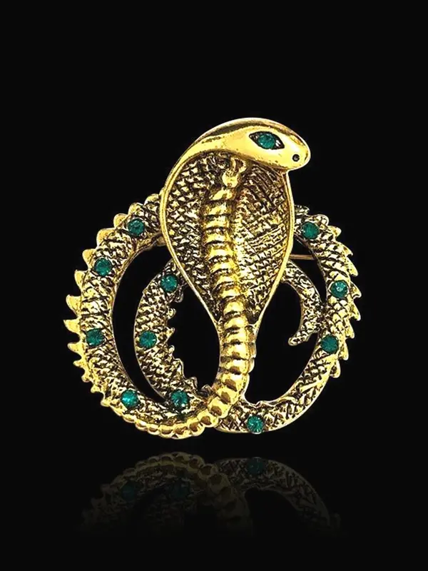 Fashion Rhinestone Decorated Snake Design Brooch Pin for Clothes, Punk Rock Party Boutique Men's Accessories, Classic Fashion Accessories for Daily Wear 0