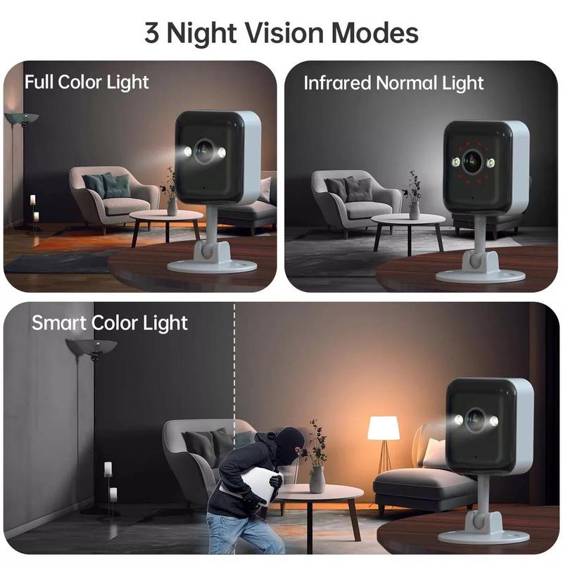 Square 1080P Night-Vision Security Camera, Indoor WiFi Camera, Motion-Detection Camera, 360° Home Security Camera, Mobile APP Control Camera, Smart Camera, Camera Wireless, Infrared Camera 6