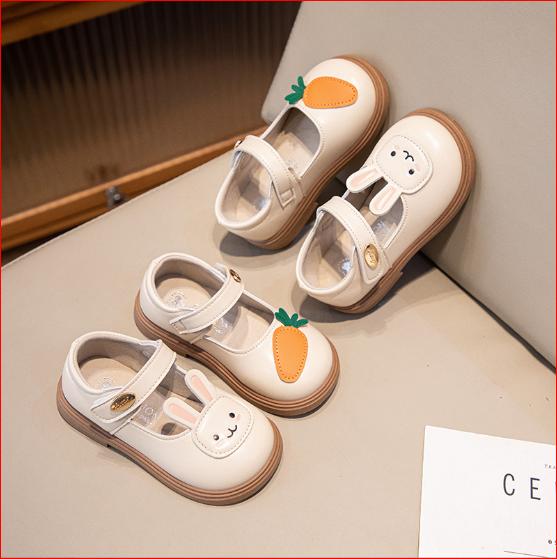 Bốt Giày Búp BêĐính Thỏ Cà Rốt Đáng Yêu Khóa Cạnh Lót Lông Cho Bé Gái Từ 1-6 Tuổi K234