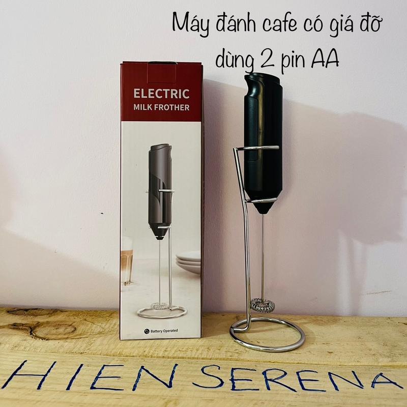 Máy DÙNG CÁ NHÂN Tạo Bọt Cafe, Đánh Bọt Sữa Cao Cấp Kèm Giá Đỡ DÙNG 2 AA, chất liệu nhựa cứng và inox 304 Máy Tạo Bọt Máy Đánh Bọt Máy Đánh Trứng Đánh Trứng may tao beater 8