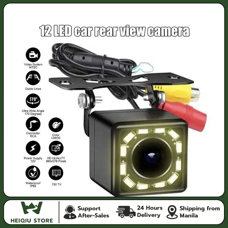Wide Angle HD Car Rearview Camera Rear View Video Vehicle Camera Backup Reverse Camera 12 LED Night Vision Parking Camera High Definition Waterproof