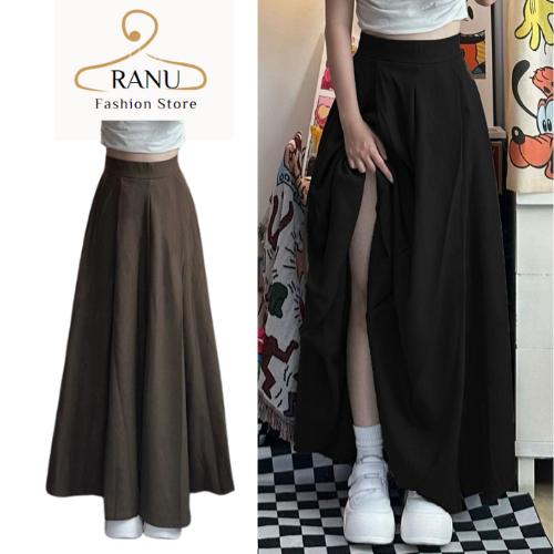 Chân váy tuyết mưa cạp cao dáng xoè dài , váy dài midi phong cách vintage hàn quốc đi học đi làm Ranu Nữ Women