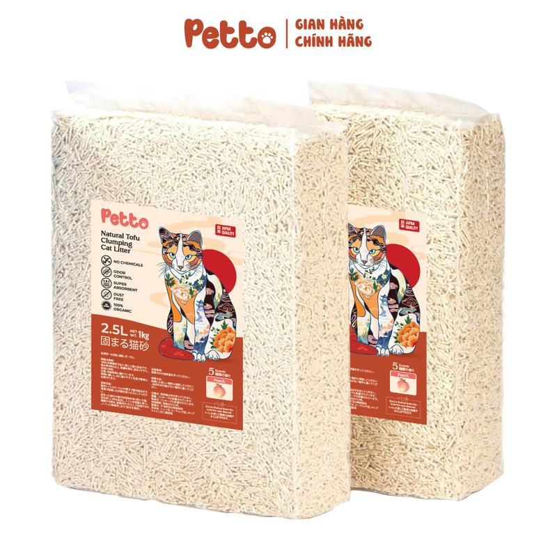 Bao 14L-5KG Tiết Kiệm Cát Mèo đậu nành PETTO, Chất Lượng Nhật Bản, 5 Mùi Hương