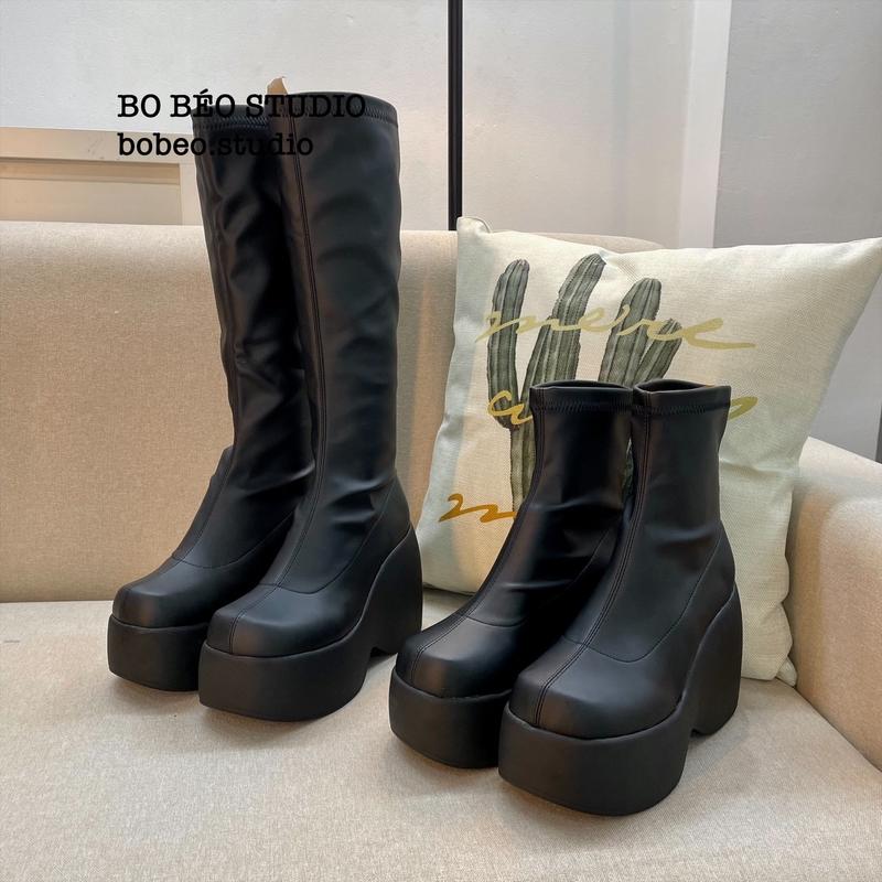 Bốt đùi B55 ĐẾ CAO 12CM Boot Cổ Cao GiàY Shoes