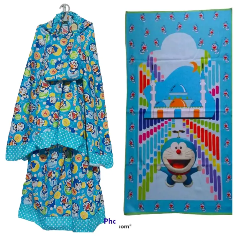 Mukena dan sajadah anak perempuan karakter usia 2-9th terbaru 2023 Katun Muslim Motif 1