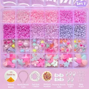 Gratis ongkir !!! Mainan Anak Anak DIY DIY Manik Manik Murah Lucu 1 Box - Gelang Cincin Kalung (Gratis Benang Elastis + Tali Giok + Manik Random + Pengait Udang + Ring) - Tayo Mote