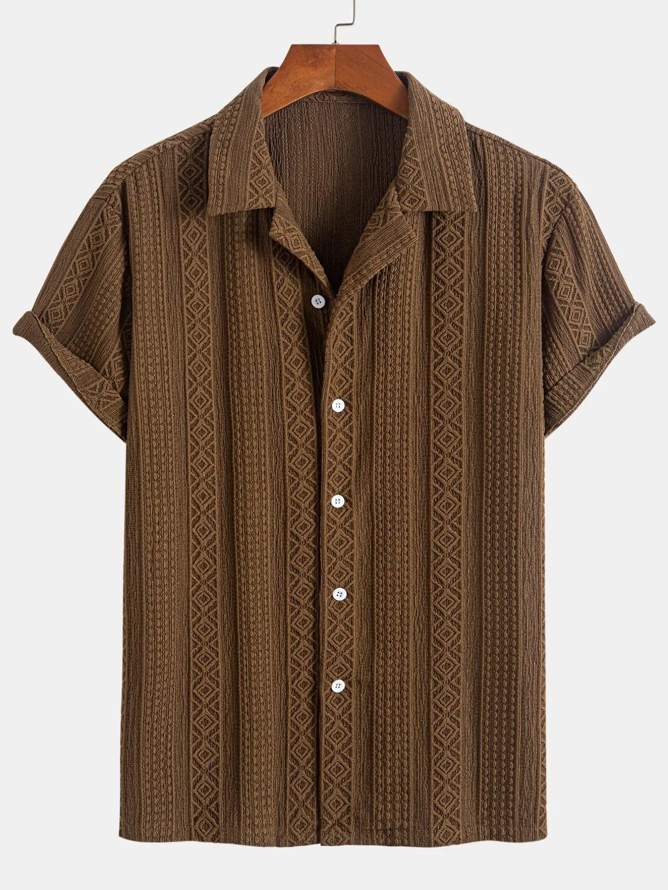 Men's Regular Fit Solid Color Short Sleeve Shirt, Casual Comfy Button Front Top for Summer, Fashion Men's Clothes for Daily Wear