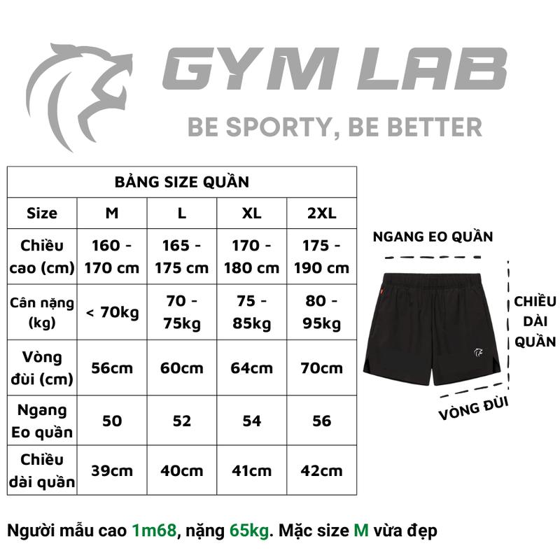 Quần đùi nam tập gym, chạy bộ thể thao Gymlab form 6 inch trên gối vải gió thoáng mát 1