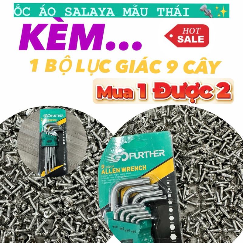  Bộ ốc ÁO SALAYA mẫu Thái kèm Lục Giác tháo ráp 9 chi tiết FUTHER -  KHÔNG KÈM LONG ĐỀN   