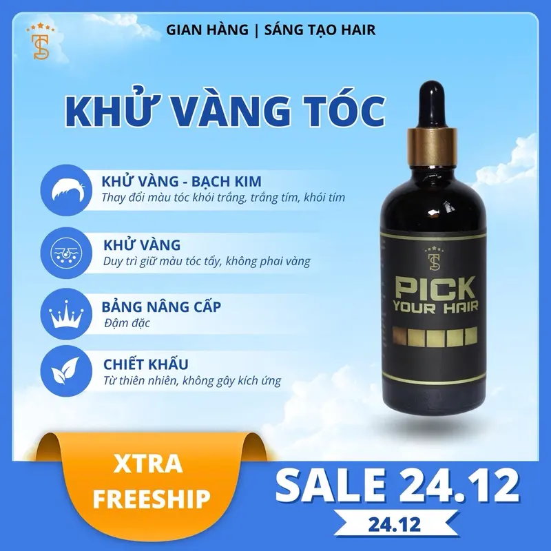 Dung Dịch Khử Vàng Tóc Pick 100ml (1 Lọ Dùng 1 Năm ) -( Hỗ Trợ Các Nề Tóc Vẩy Light, Tẩy Phai Ra Vàng ) 0