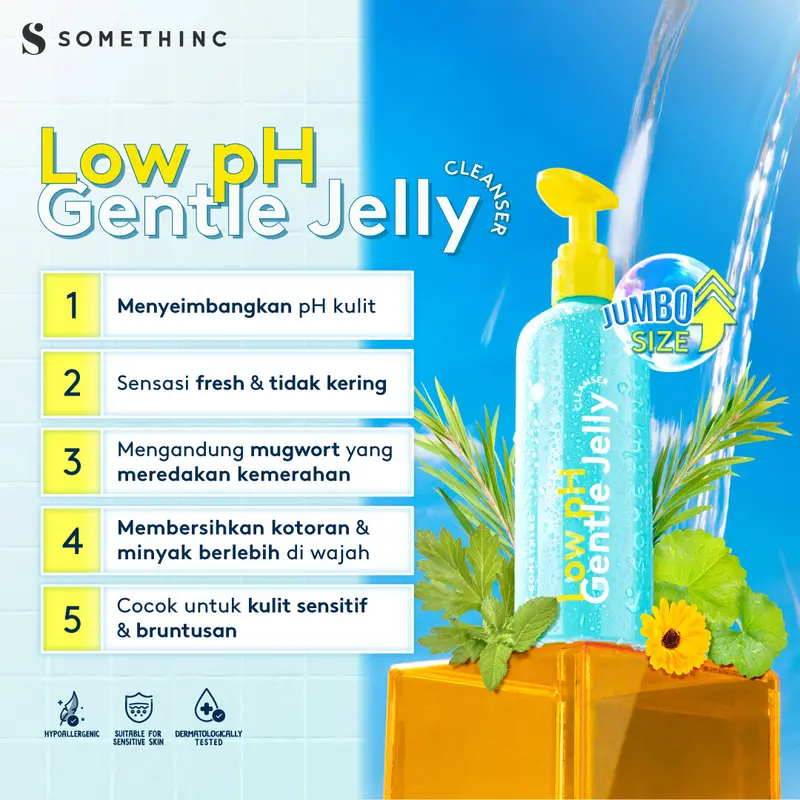 SOMETHINC Low pH Gentle Jelly Cleanser - Sabun Cuci Muka Tanpa Kulit Ketarik -  Facial  Cleansing, Membersihkan Wajah 3