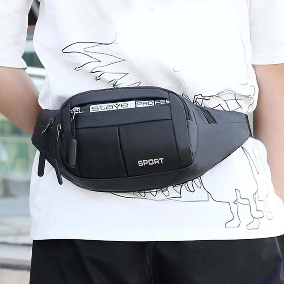 Outdoor Casual Crossbody Chest Bag Waterproof Waist Bag Shoulder Strap Adjustable Large Capacity Multi-Pocket Bag