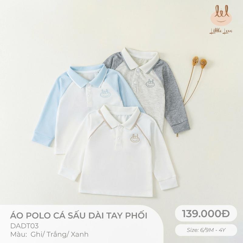 Áo Polo cá sấu dài tay phối dành cho bé Lil Little Love DADT03