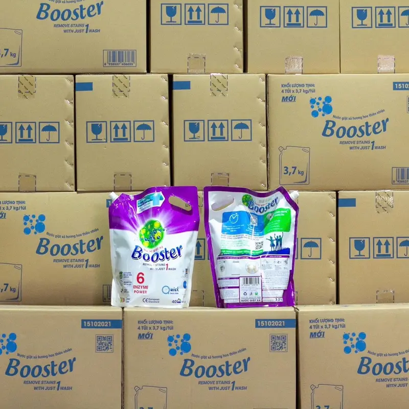 Combo 4 túi 1 Thùng Nước giặt xả Booster 2in1 , Làm Sạch hiệu quả , lưu hương , an toàn với da , không phai màu quần áo 4