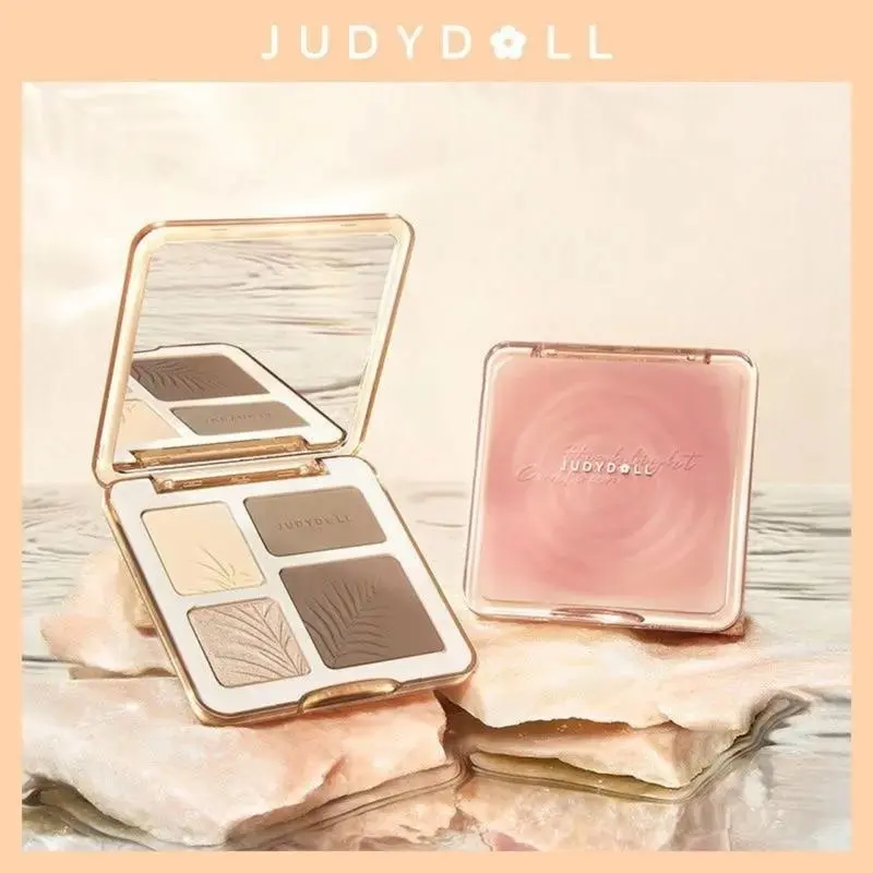 [JUDYDOLL] Bảng Phấn Tạo Khối JUDYDOLL Kèm Bắt Sáng 4 Ô, Hỗ trợ tạo khối và bắt sáng tự nhiên 9g