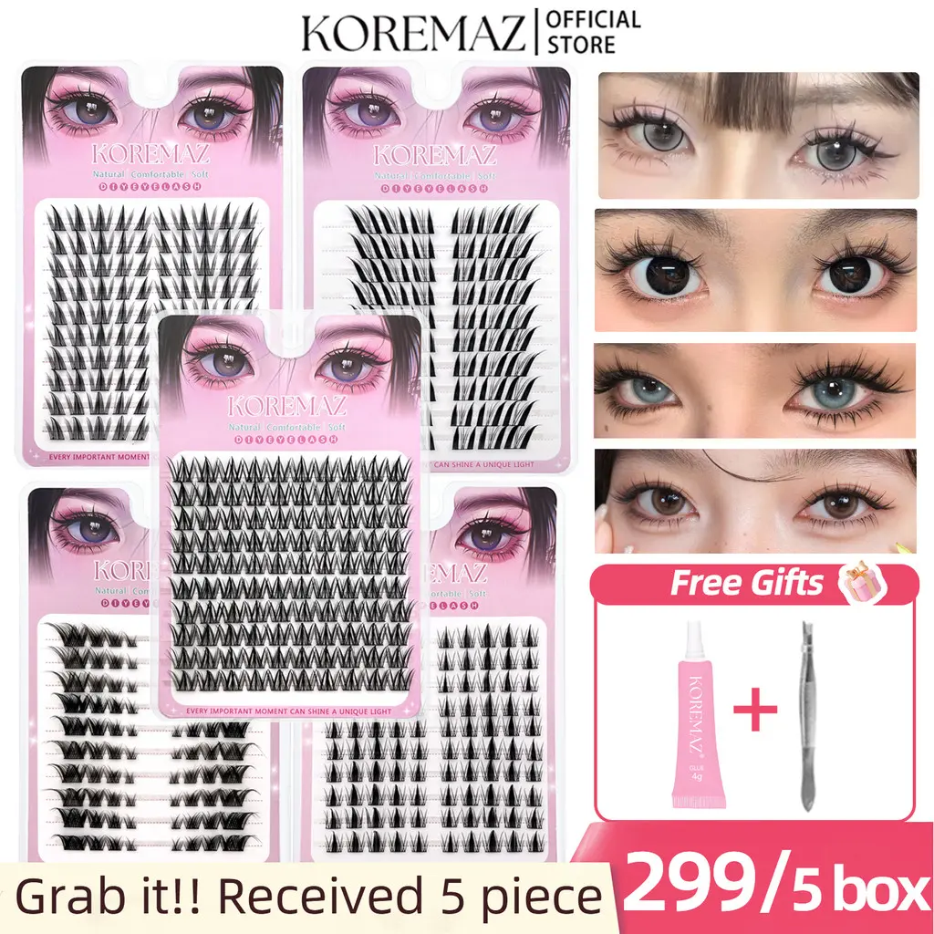 [Free Glue and Tweezer)KOREMAZ 3D DIY Cluster false eyelashes ...