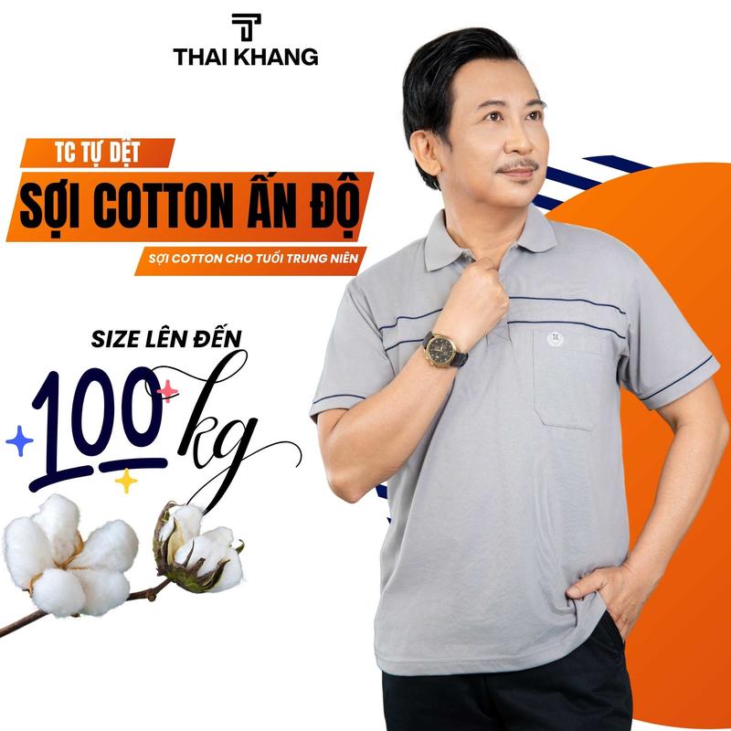 Áo polo nam trung niên có cổ vải cotton cho người lớn tuổi có túi Vitin ATK8 Menswear Top Shirt Tay Ngắn Ngắn Tay Cộc Tay