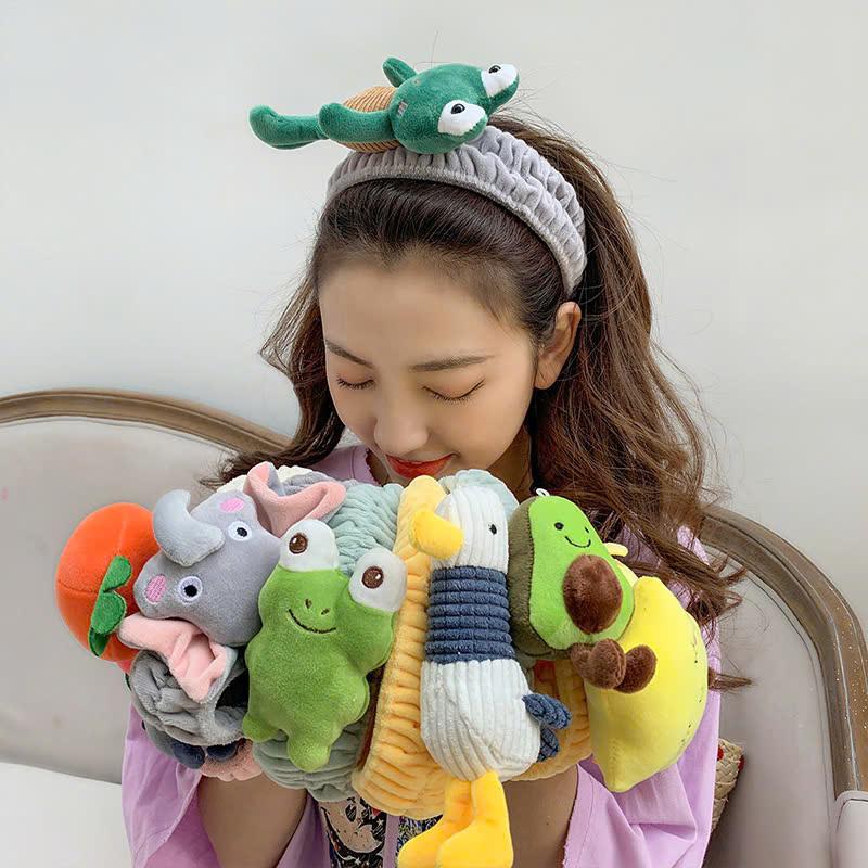 Băng đô rửa mặt bờm cài tóc turban dễ thương cute tai thỏ mèo tuần lộc gấu vải nhung nơ cho bé gái nam nữ Tua Rua Thun Cột Tóc Phụ Kiện