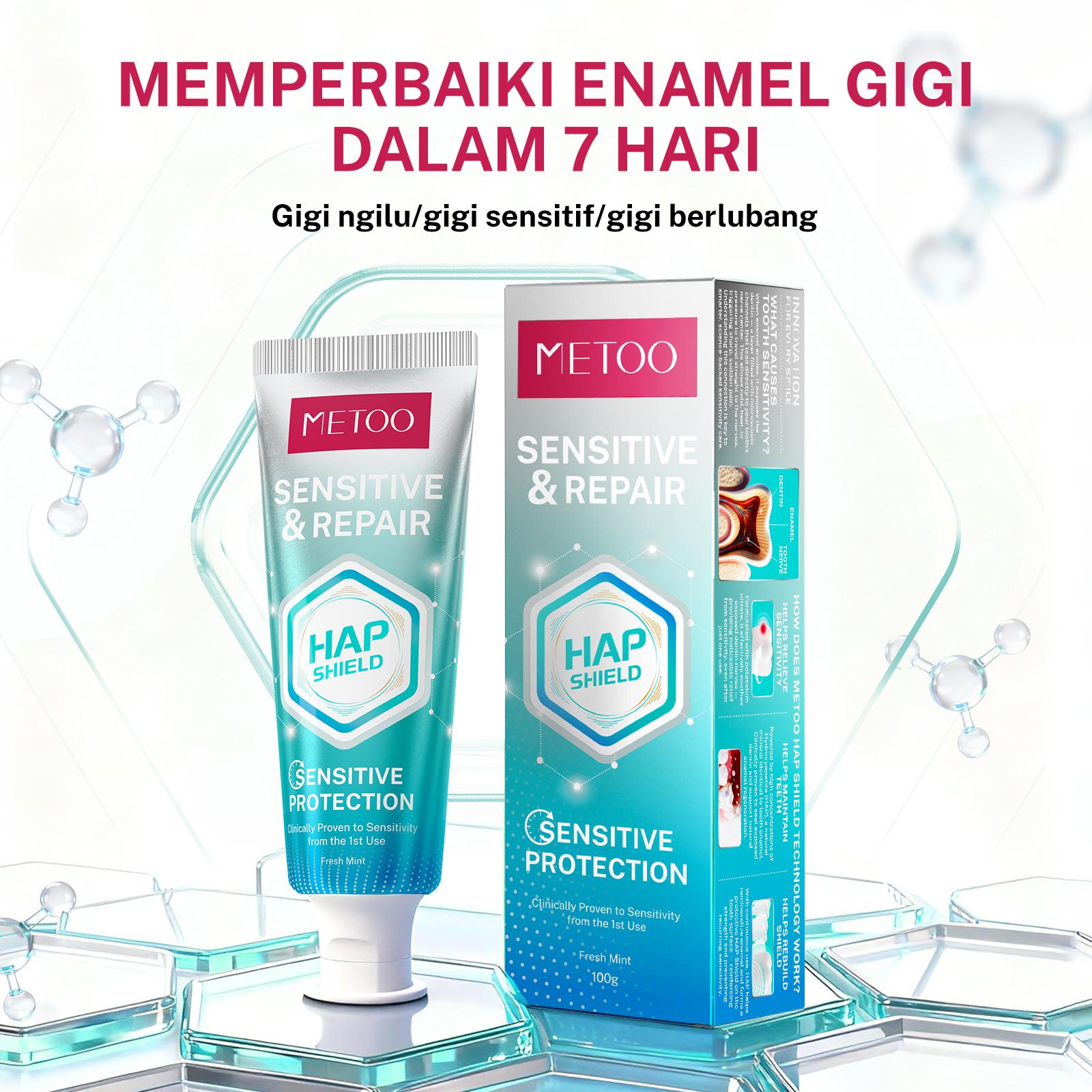 [BPOM] METOO PASTA GIGI HAP - Fresh Mint 100gr / HAP Shield Sensitive Care Toothpaste / Memperbaiki enamel gigi / gigi sensitif / gigi berlubang / gigi ngilu / HAP / Hidroksiapatit / Mempe