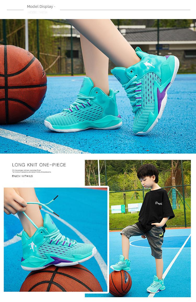 Barnbasketskor Höga 2023 Vår och sommar Nya pojkars sportskor Mesh Andningsbara Medium och stora barnpojkarsneakers_voghion.com