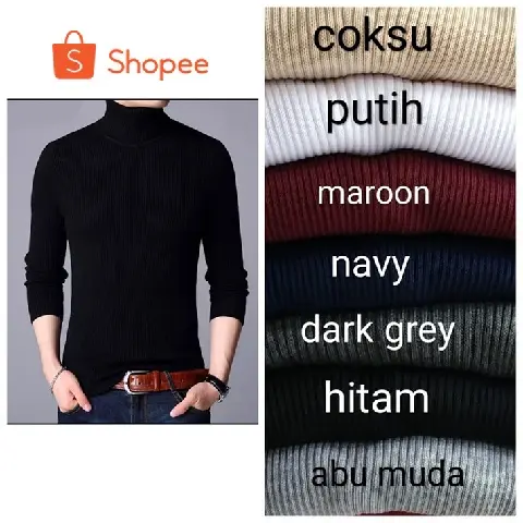Rajut Pria Kerah Tinggi Bahan Tebal / sweater rajut / jaket rajut / atasan pria / baju pria / baju / jaket / turtle neck / turtleneck priapria