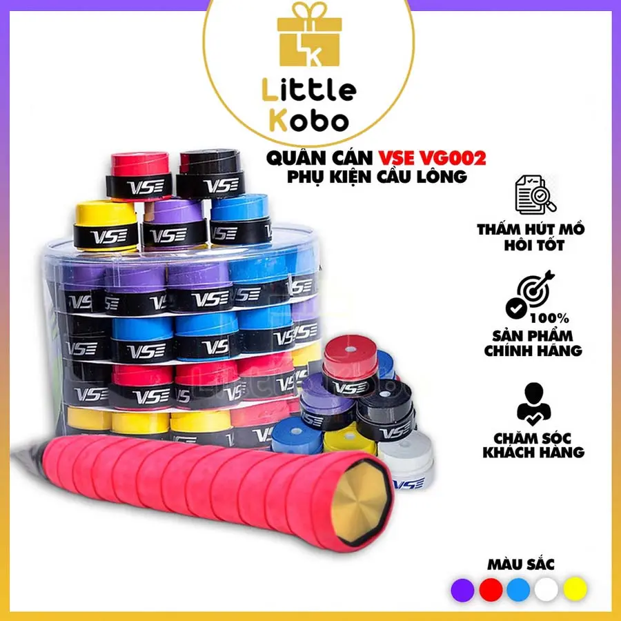 [VS] Quấn Cán Vợt Cầu Lông Tennis VS 002 Chính Hãng Cao Cấp Phụ Kiện Thể Thao VS002 Loại Thoáng Khí Bề Mặt Êm Tay Nam Sport