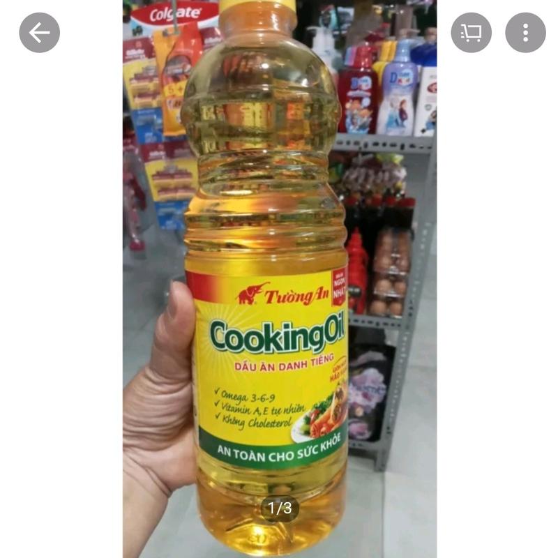 Dầu Tường An cooking  1lit Dầu Ăn dùng đê  chiên xào ,làm bánh ,trộn salat.Thích hợp cho cả ăn chay .