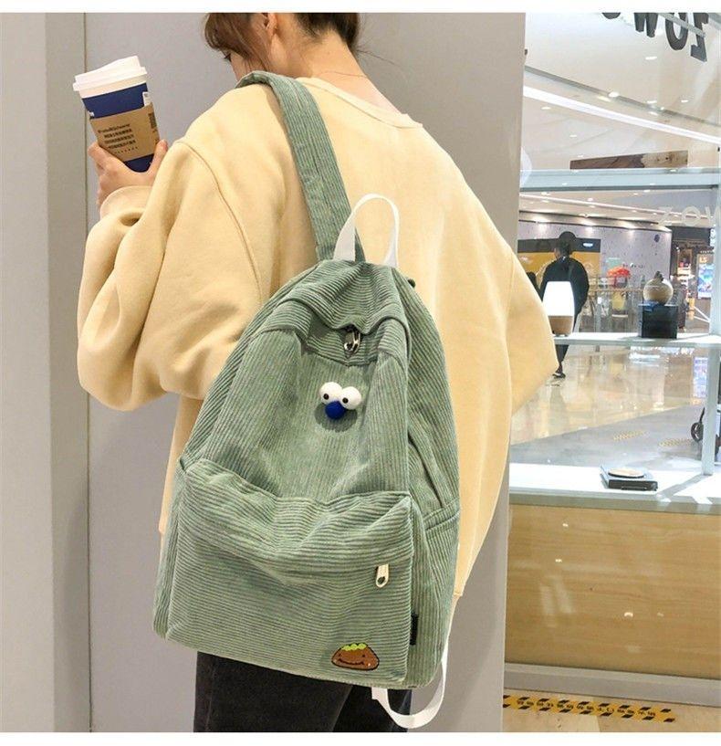 Product Introduction of Cặp Sách, Phong Cách INS, Nữ, Phong Cách Hàn Quốc, Ba Lô Học Sinh Trung Học Cơ Sở, Chất Liệu Vải Nhung Kẻ, Thời Trang Mori, Thiết Kế Đơn Giản 8