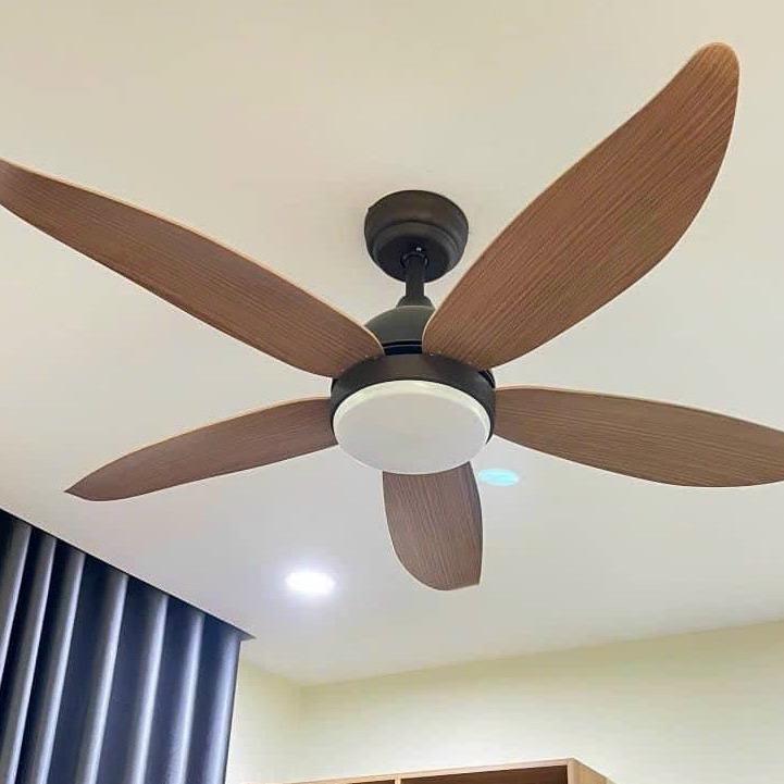 Quạt trần ALUX-K343Z-CF, 3 Chế Độ Đèn, Động Cơ Lõi Đồng, 5 Cánh ABS, Phù Hợp Cho Mọi Loại Trần, Chạy Êm Không Ồn Và Mát