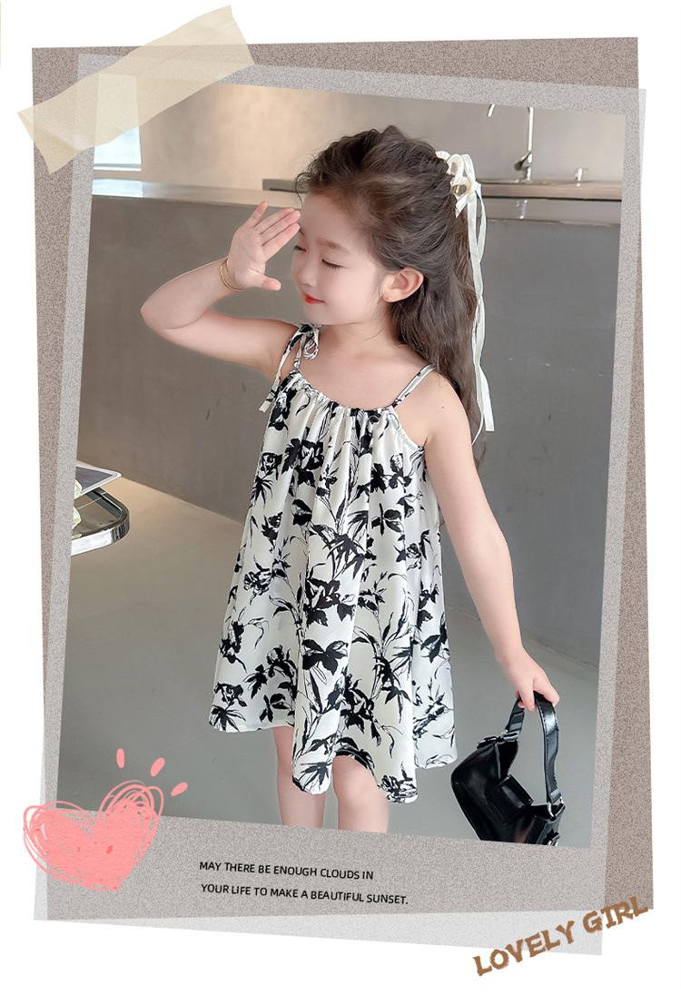 Product Introduction of Summer New Girls' Braces Skirt Floral Fashionable Temperament Children's Sleeveless Seaside Travel Versatile Skirt 11