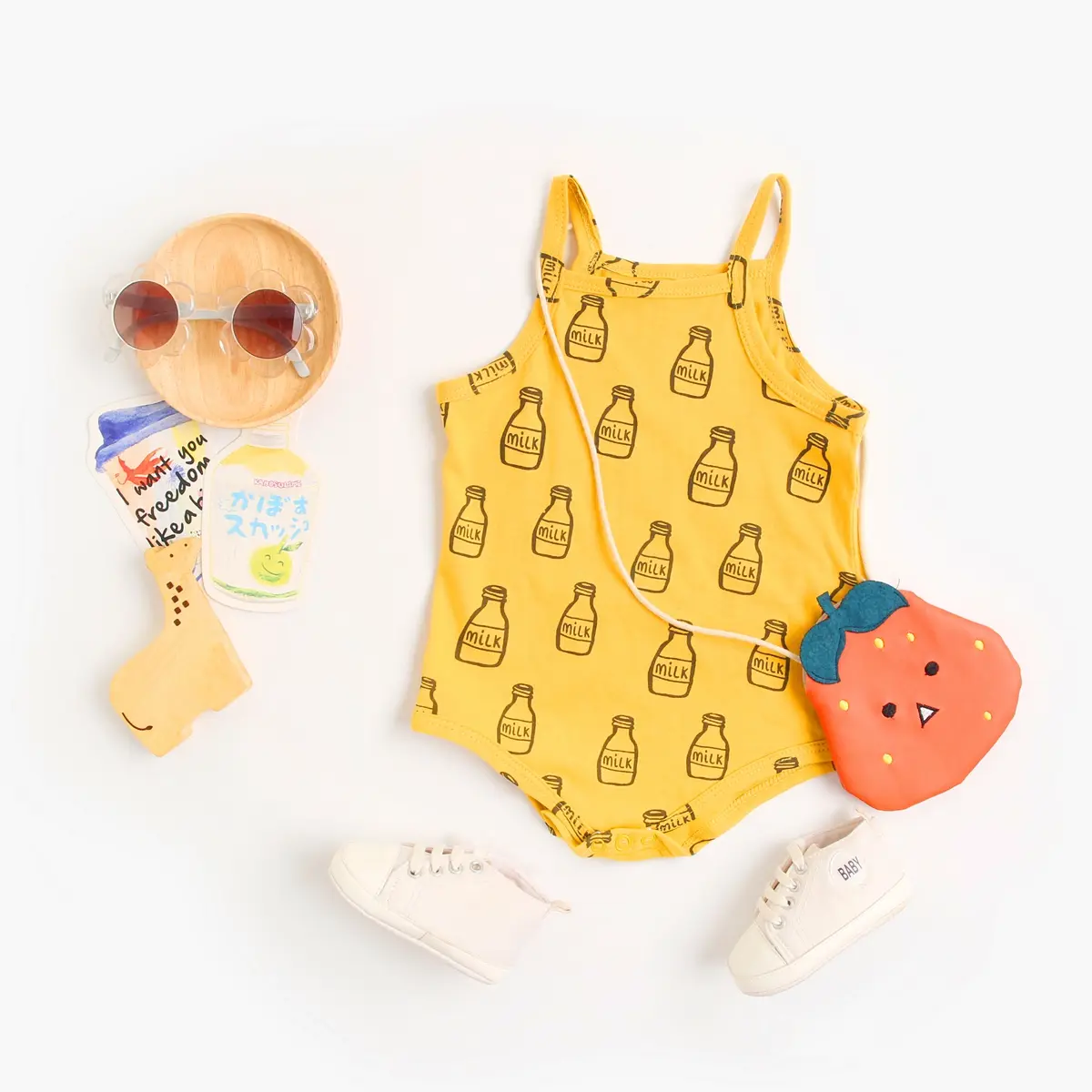 Sanlutoz Summer Newborn Baby Girls Bodysuits Sleeveless Cotton Baby Bodysuits Cartoon Printing Infant Clothing Cute