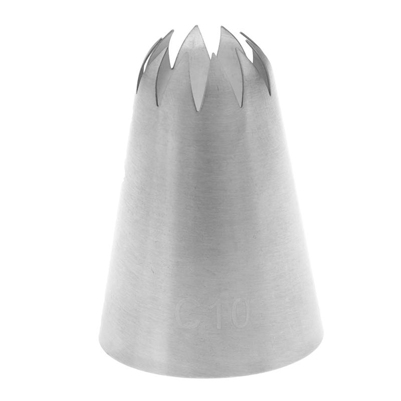 Product Introduction of #C10 Large Size Piping Nozzle Cake Cream Decor Icing Tips 10 Teeth Close Star 15