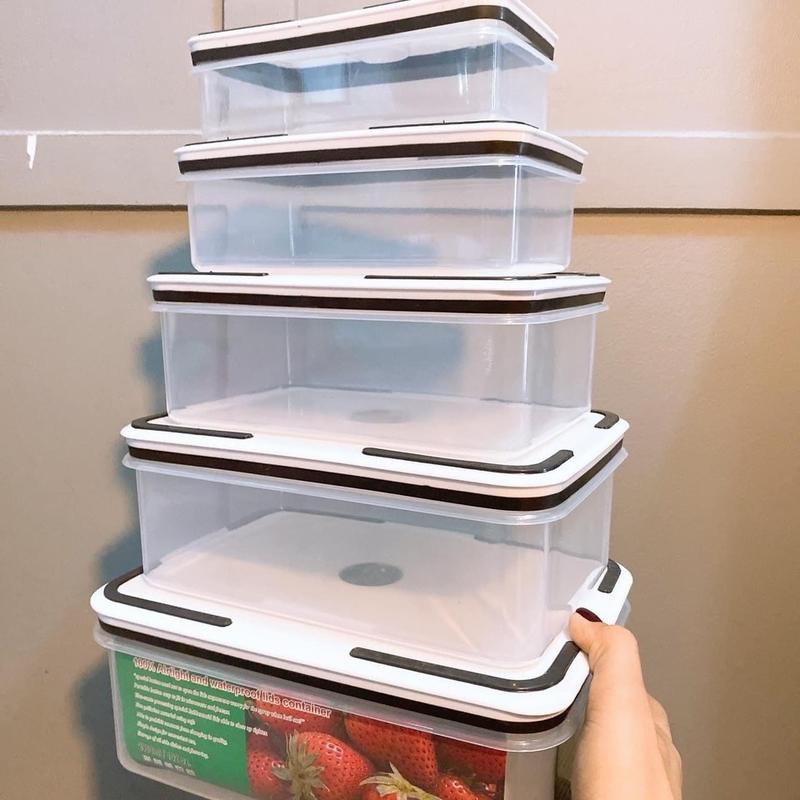 Set 5 hộp đựng thực phẩm nhựa PP nắp có gioăng kín