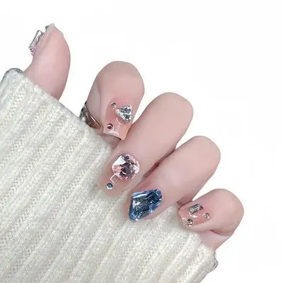 Handmade Wearing Jia Xia Season Wearing Jia Xia Xiaohongshu Popular Wearing Jia Short Full Diamond High end Nail Patch