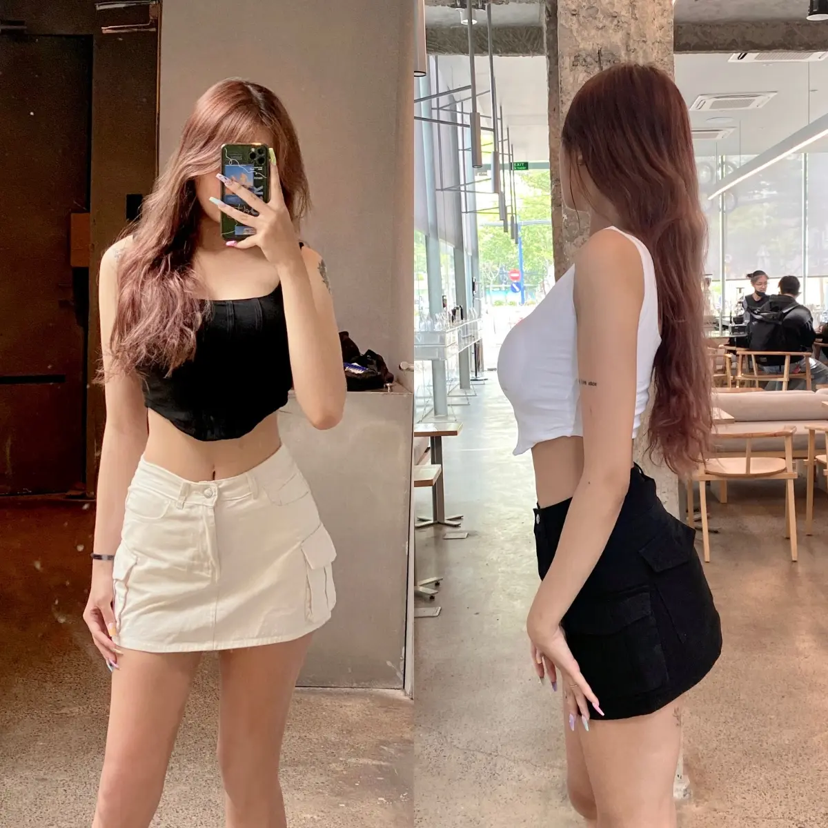 Chân váy ngắn chữ A thiết kế túi hộp 2 bên form body sexy chân váy kaki có lót trong an toàn LCH