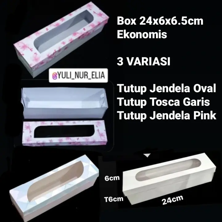 Box 24x6x6.5cm Tanpa Kancing Kait Untuk Bolu Gulung Mini Pie Donat