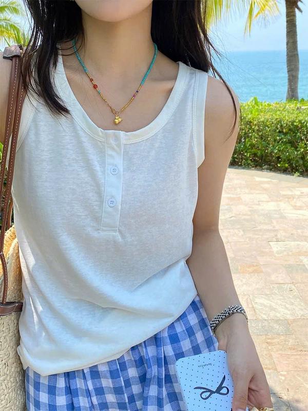 Áo thun ba lỗ cổ nút chất xược giấy menina áo sát nách dáng rộng cổ nút thời trang.
