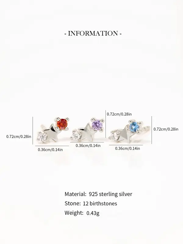 925 Sterling Silver Star Decor Cartilage Stud Earrings, Fashionable Earrings for Women & Girls, Trendy All-match & Exquisite Jewelry for Birthday Gift 1
