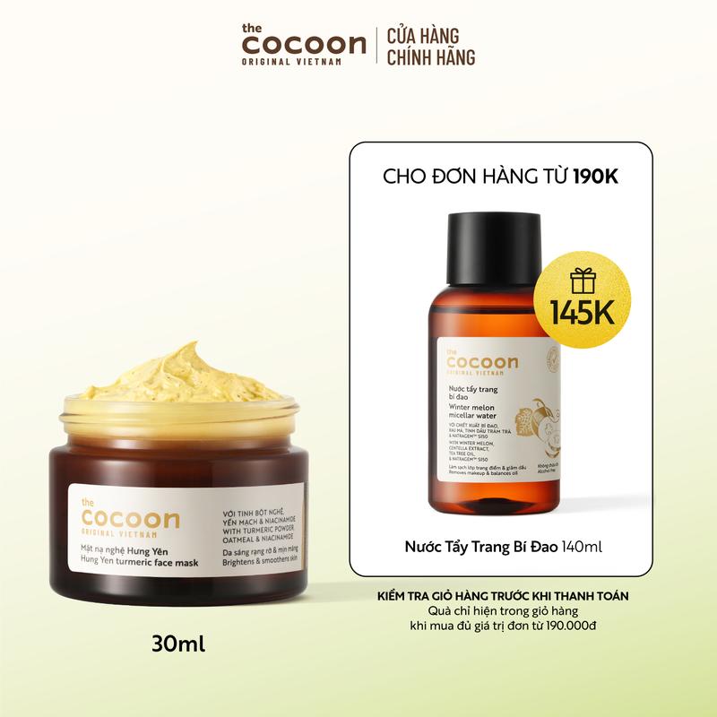 [MUA ĐƠN HÀNG TỪ 190K TẶNG TẨY TRANG] Mặt nạ nghệ Hưng Yên Cocoon giúp da rạng rỡ & mịn màng 30ml