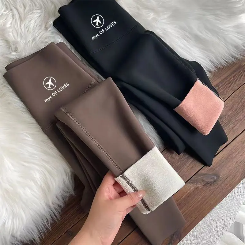 Quần Legging Da Cá Mập, Dành Cho Nữ, Lót Lông Cừu, Dày Dặn, Quần Thường Ngày Mùa Đông, Liền Mạch, Quần Cá Mập, Áo Mặc Bên Ngoài Nữ, Quần Bay Thứ Chín, Năm 2024