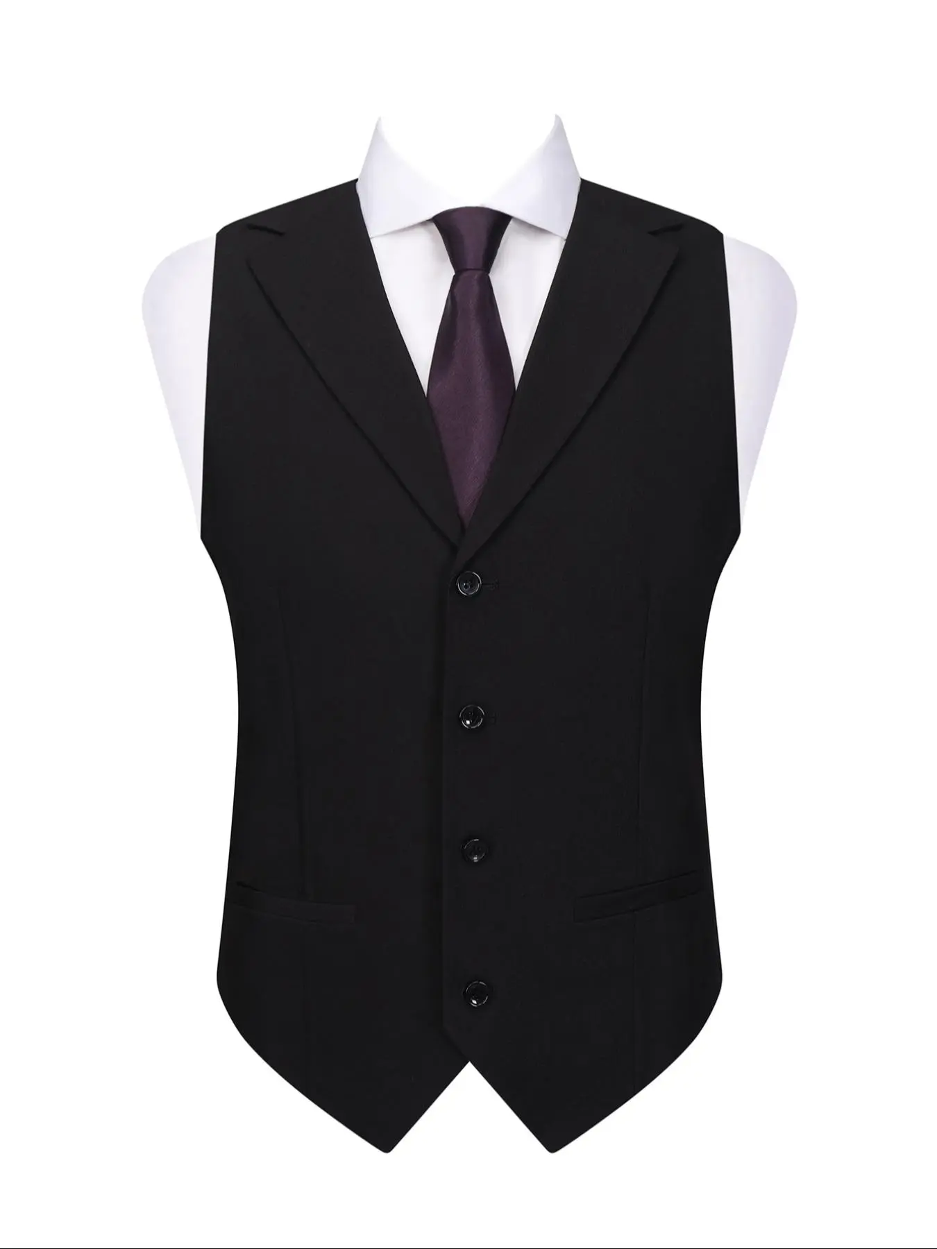 Men's Solid Button Front Lapel Waistcoat, Regular Fit Business Formal Sleeveless Blazer Vest for Party Wedding Guest, Men's Clothes for All Seasons