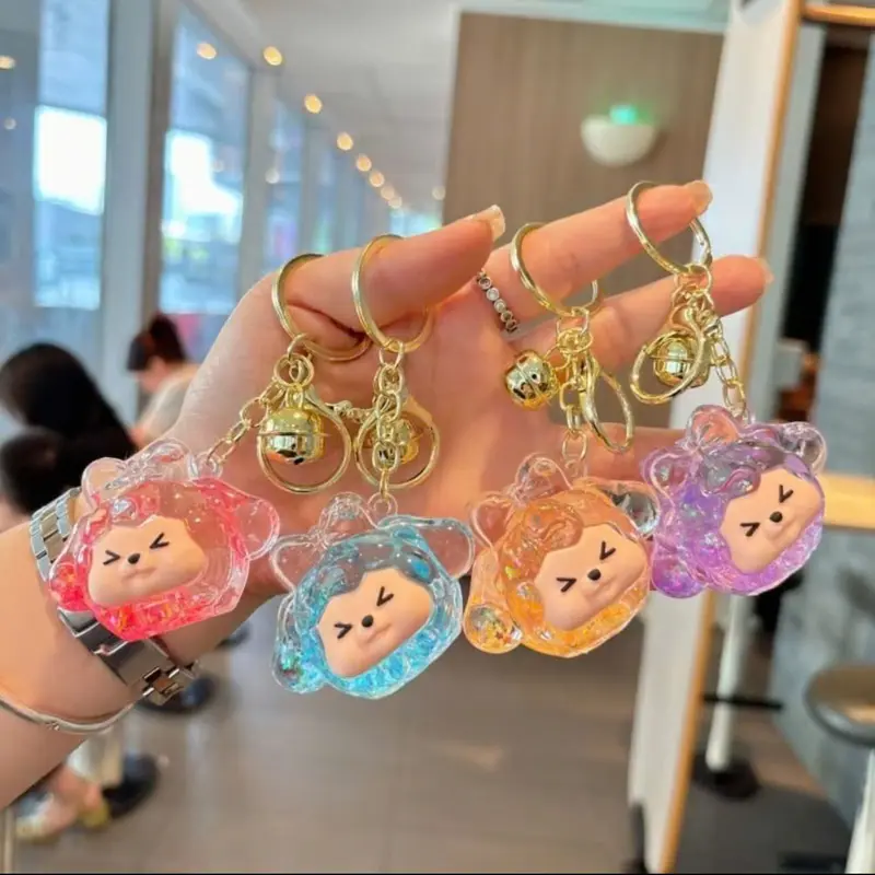 [SIZE TO] Móc Khóa Mô Hình Charm Nước Kim Tuyến Labubu Thỏ Rùa Decor Trang Trí 3