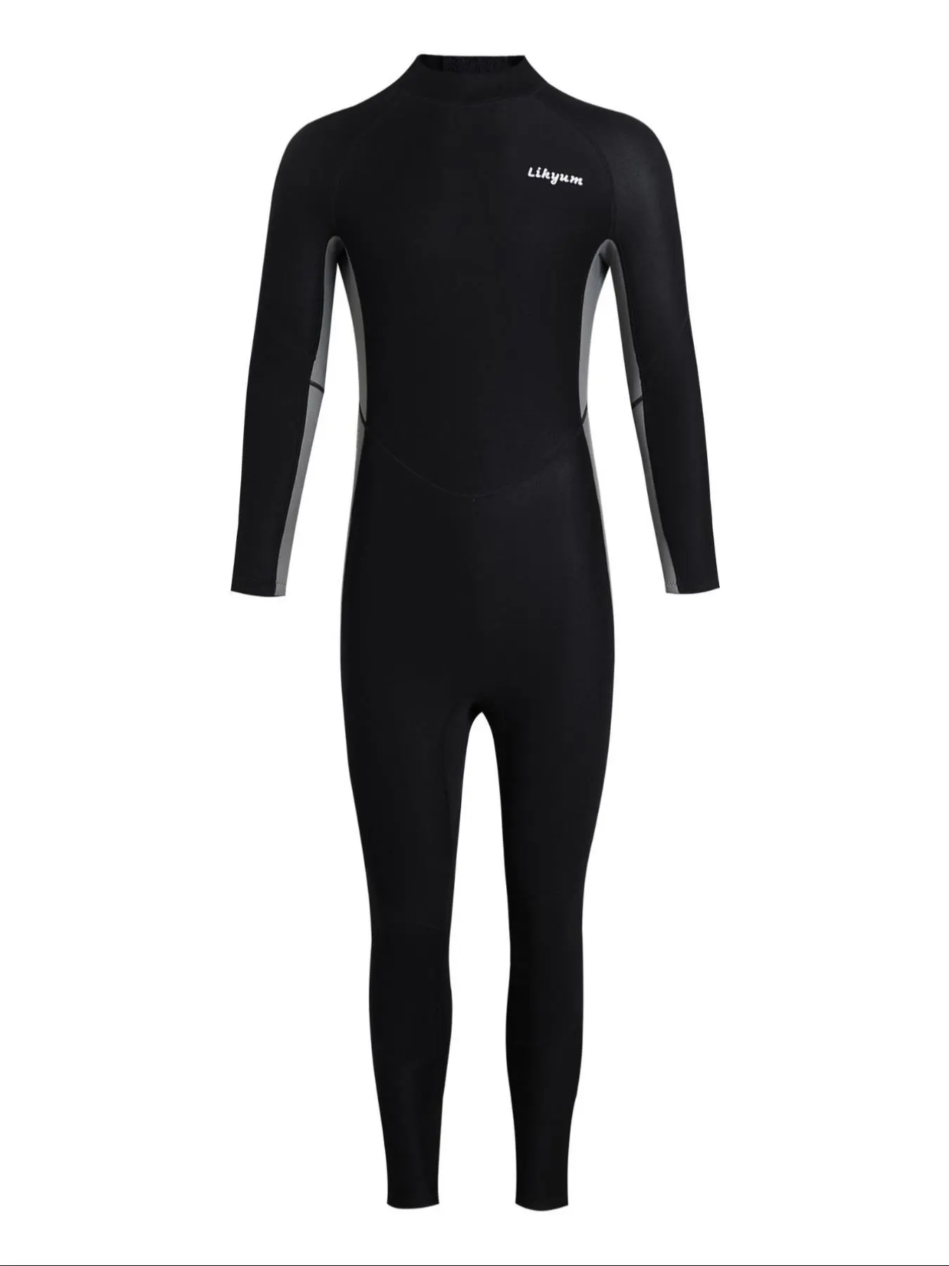 Men's Letter Patchwork Print Zip Up Diving Suit, Long Sleeve Zip Back Wetsuit, Professional Diving Suit for Men