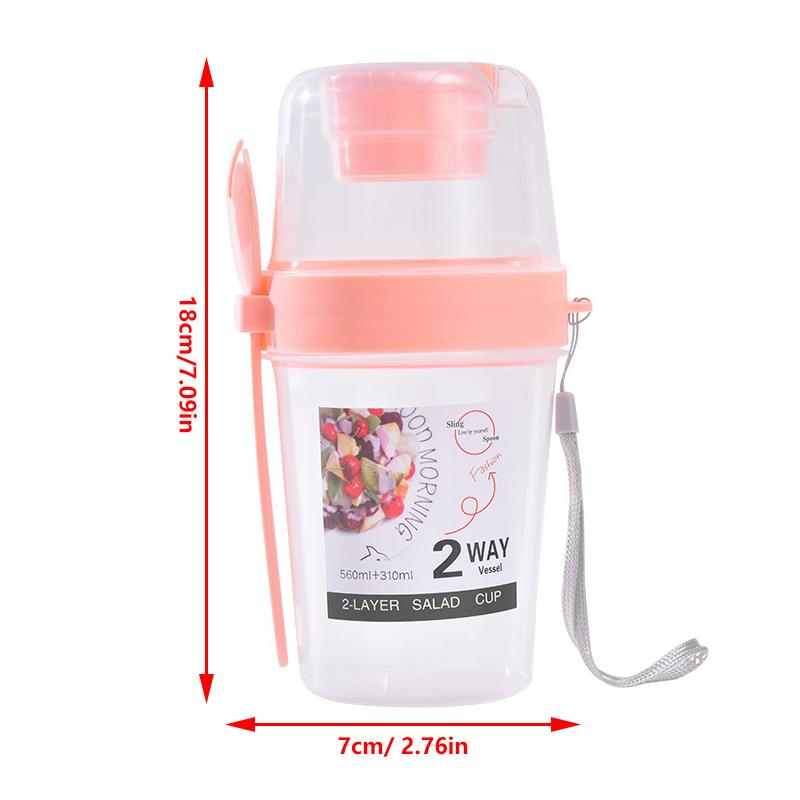 Product Introduction of Bộ Hộp Đựng Cốc Salad, Cầm Tay, Hai Lớp, Thích Hợp Cho Yến Mạch, Ngũ Cốc, Các Loại Hạt Và Sữa Chua, Kèm Nĩa, Thích Hợp Cho Hộp Cơm Trưa Trường Học, Hộp Bảo Quản Thực Phẩm 25