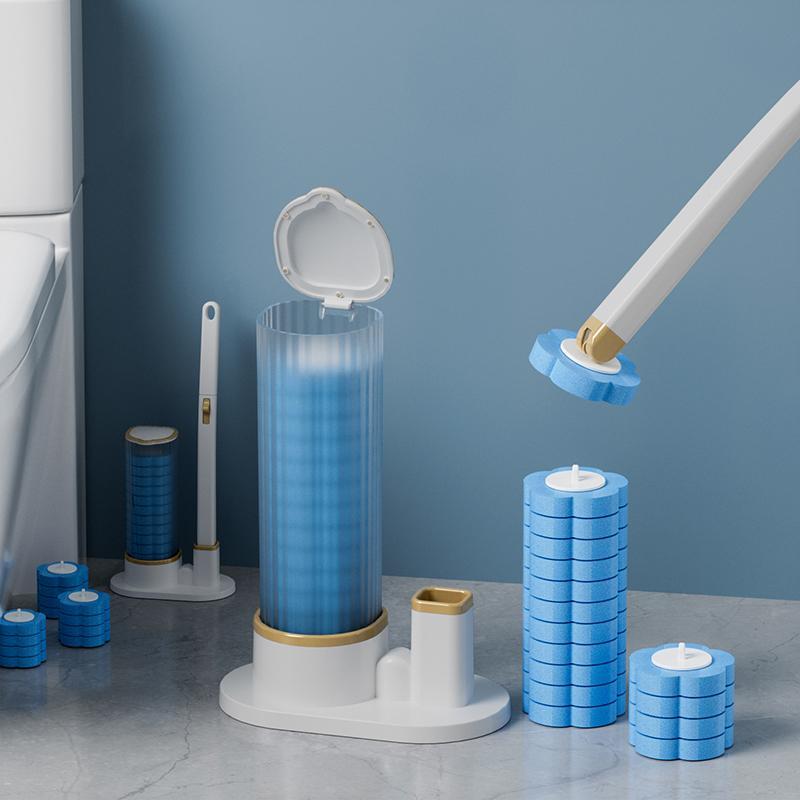 Toilet Brush Set, 1 Set Including Long Handle Toilet Brush & 24pcs Disposable Replacement Brush Head, Bathroom Cleaning Tool 3