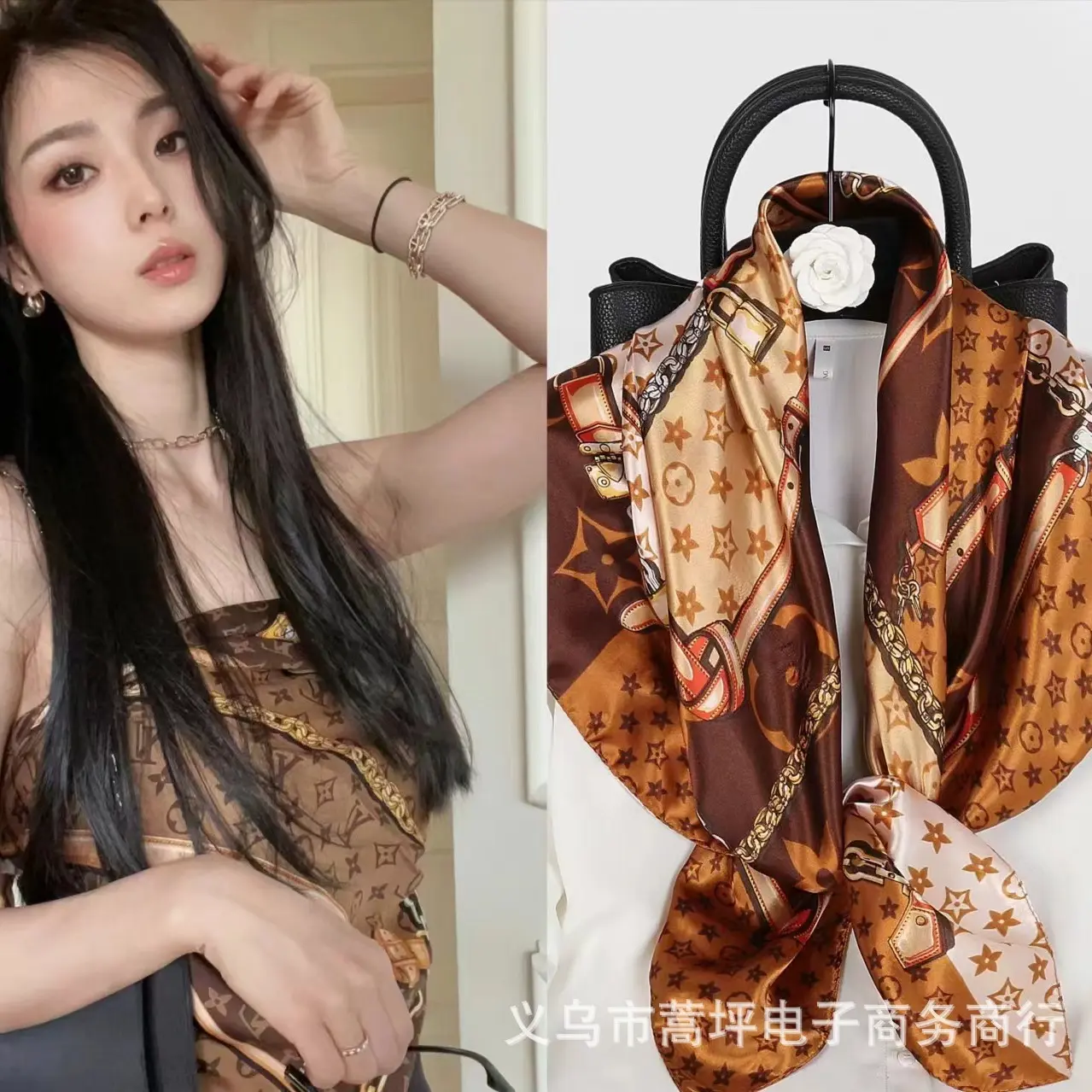 90 X90 Large Kerchief Women's New Scarf Spring, Autumn and Winter Western Style Fashion Mom Small Square Towel Scarf Wholesale Scarf