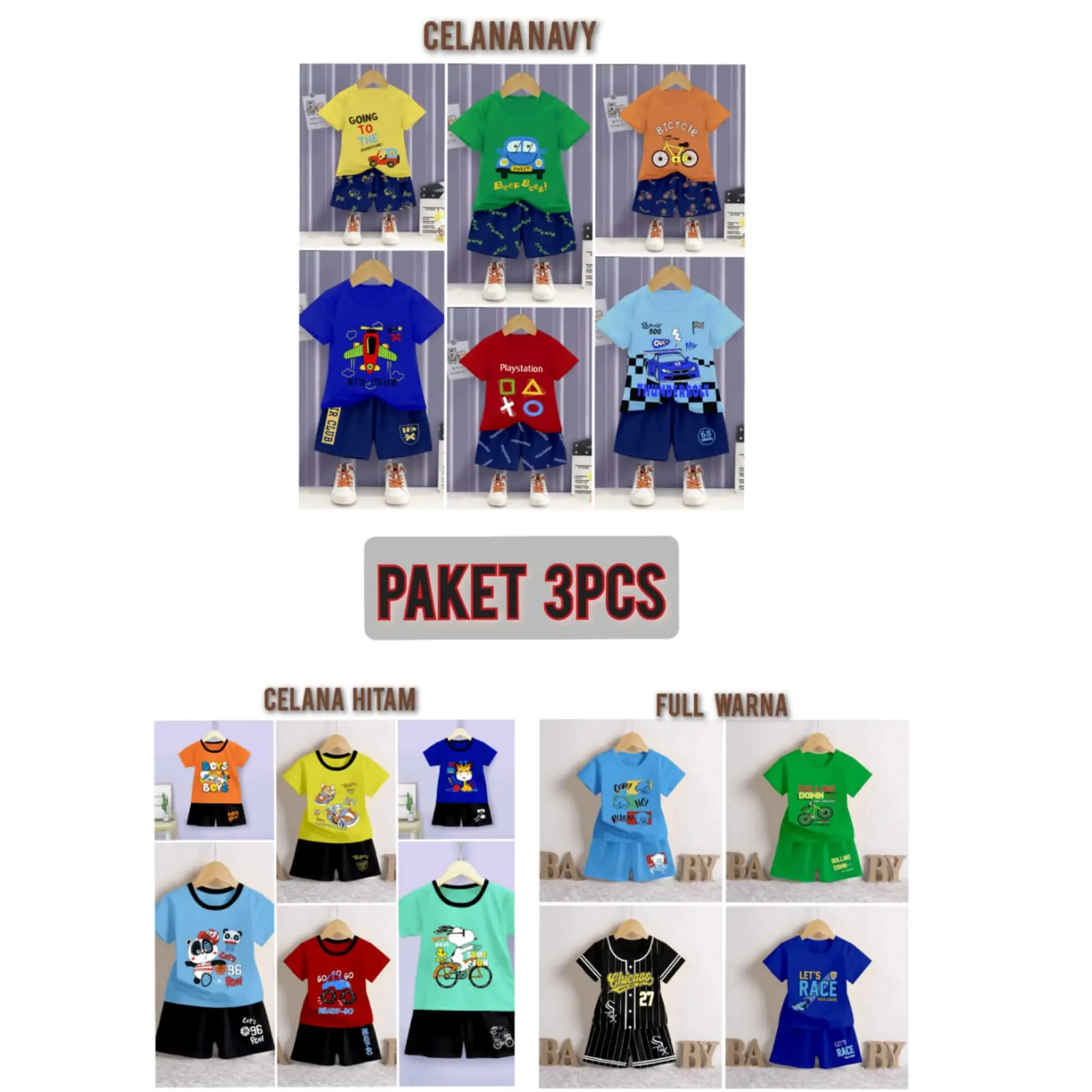 PAKET 3PCS BAJU ANAK LAKI-LAKI OBLONG