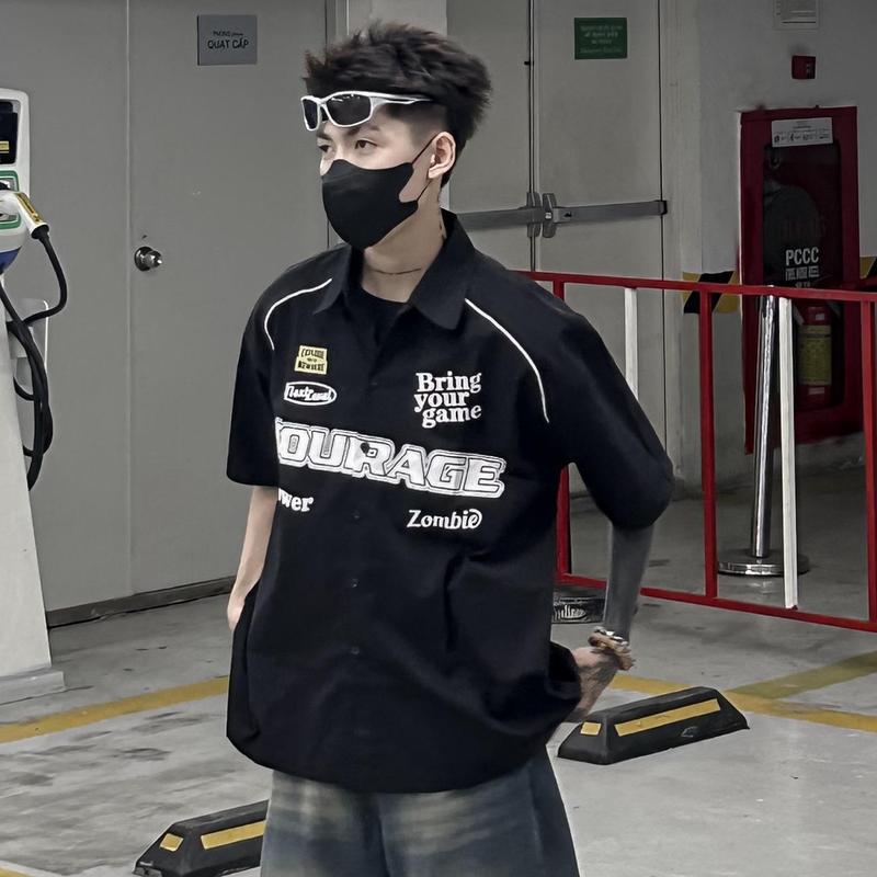 Áo sơ mi zombie club COURAGE, chất kaki, ngắn tay, dáng rộng, UNISEX, Chính Hãng